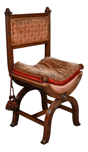 Renaissance Style Curule Chair in Walnut, Late 19th Century