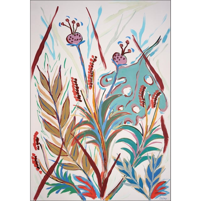 2025, Tropical Garden, Illustration Style Still Life on Watercolor Paper, Acrylic Paint on Watercolor Paper by Romina Milano For Sale - Image 9 of 14