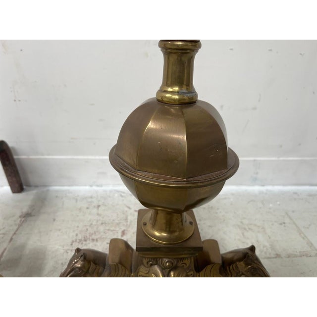 Gold Brass Log Andirons, Set of 2 For Sale - Image 8 of 16
