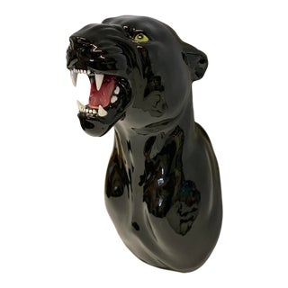 Black Terra Cotta Jaguar Wall Hanging For Sale
