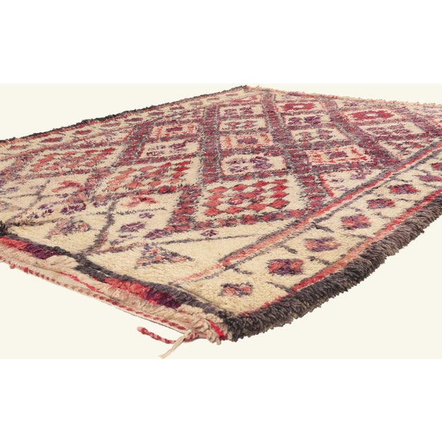 22091 Vintage Beni Ourain Moroccan Rug, 05'10 x 07'09. The Sacred Covenant: A Vintage Beni Ourain Moroccan Masterpiece of...