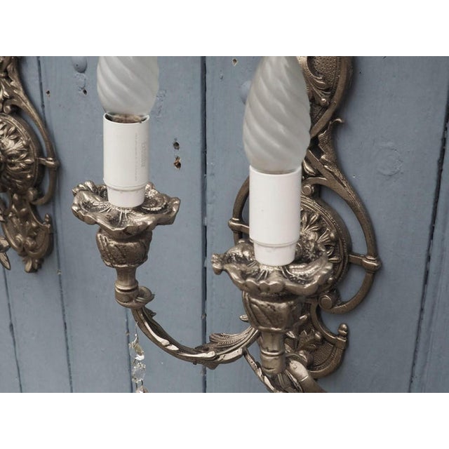 Italian Hollywood Regency Crystal Sconces in Silvered Metal, 1960s, Set of 2 For Sale - Image 16 of 18