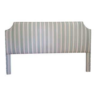 1980s Vintage King Striped Upholstered Headboard For Sale