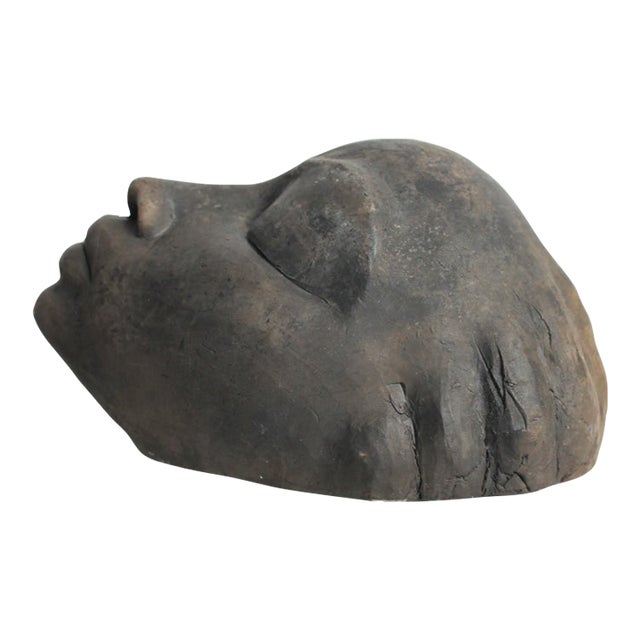 Gene Pearson Signed Non-Glazed Ceramic African Female Mask For Sale
