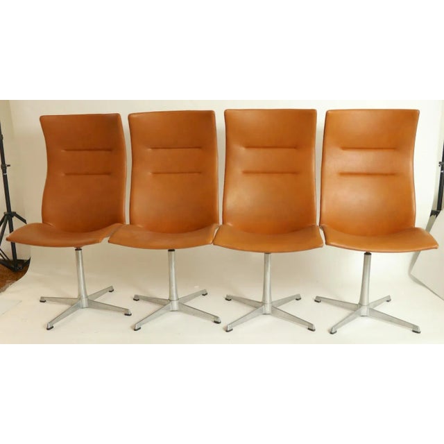 High Back Swivel Dining Chairs by Overman Sweden - Set of 4 For Sale - Image 9 of 12