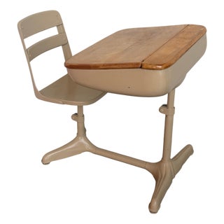 1940's American Seating Co. Attib. School Desk and Chair For Sale