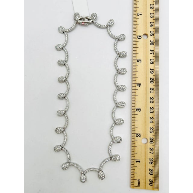 Metal White Round Diamond Necklace in 18k White Gold & Black Rhodium For Sale - Image 7 of 7