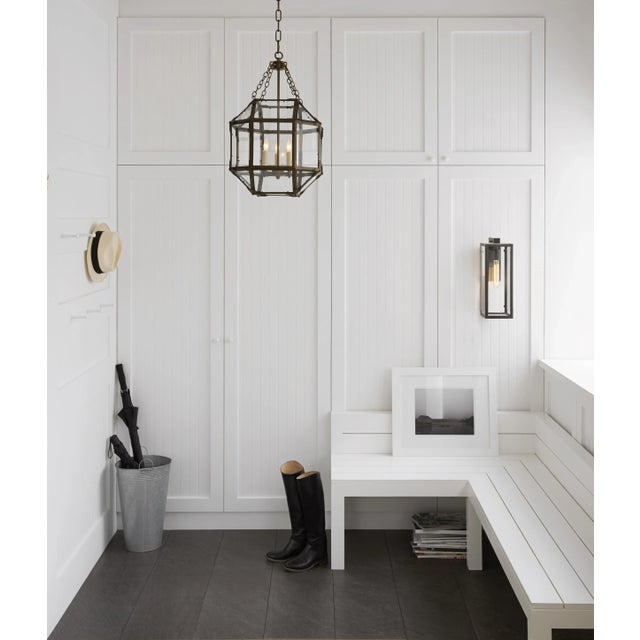 Modern Chapman & Myers for Visual Comfort Signature Fresno Framed Medium Sconce in Aged Iron with Clear Glass For Sale - Image 3 of 7