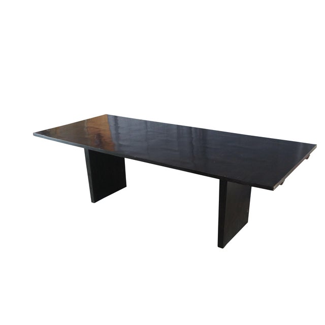 Contemporary Restoration Hardware Wyeth Floating Rectangular Black Oak Modern Dining Table Rh For Sale - Image 3 of 17