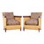 John Hutton for Donghia Merbau Collection Mid Century Mahogany and Rattan Club Chairs - Pair For Sale