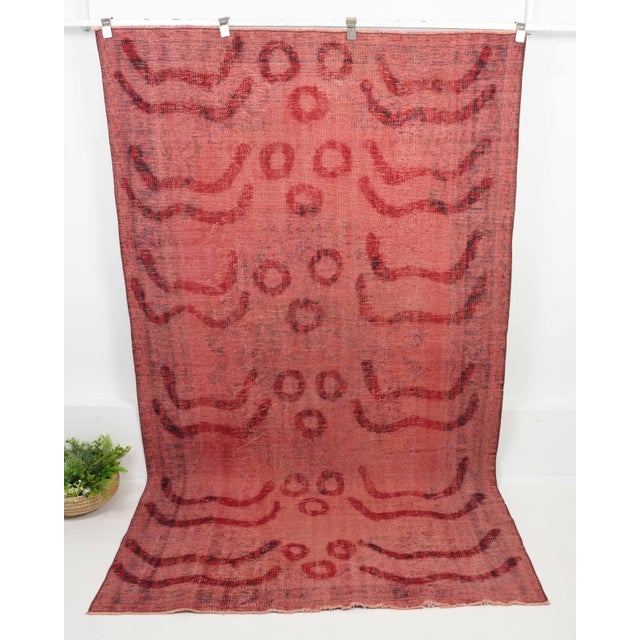 Textile 1970s Vintage Turkish Oushak Handmade Wool Cotton Red Area Rug For Sale - Image 7 of 11