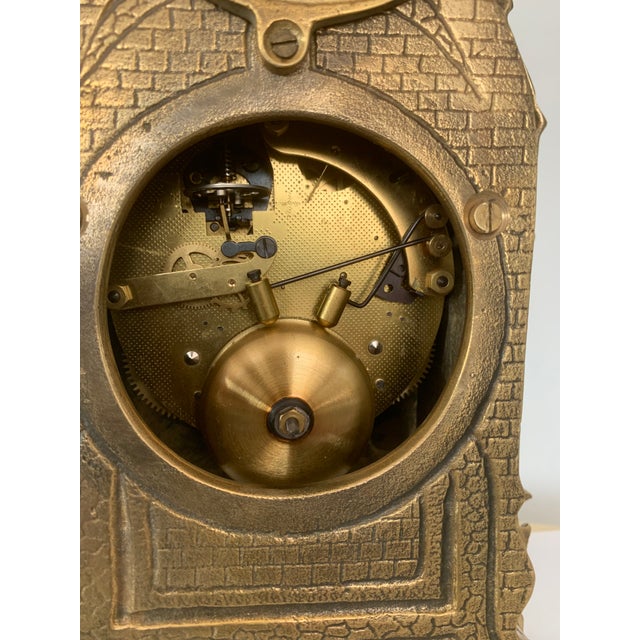 Metal German Mantel Clock in Brass, 1950s For Sale - Image 7 of 18