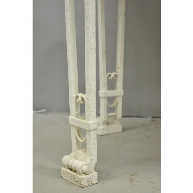 White Antique Gothic Renaissance Wrought Iron Stretcher Base Potting Side Table (A) For Sale - Image 8 of 18