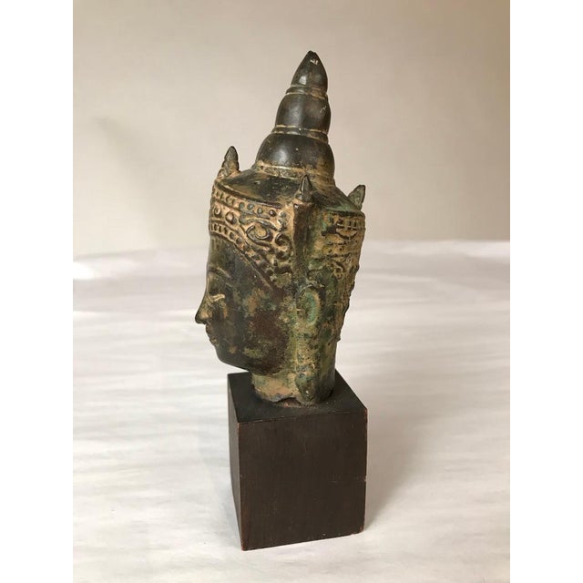 Metal Bronze Head of the Buddha, 17th Century, Thailand For Sale - Image 7 of 12