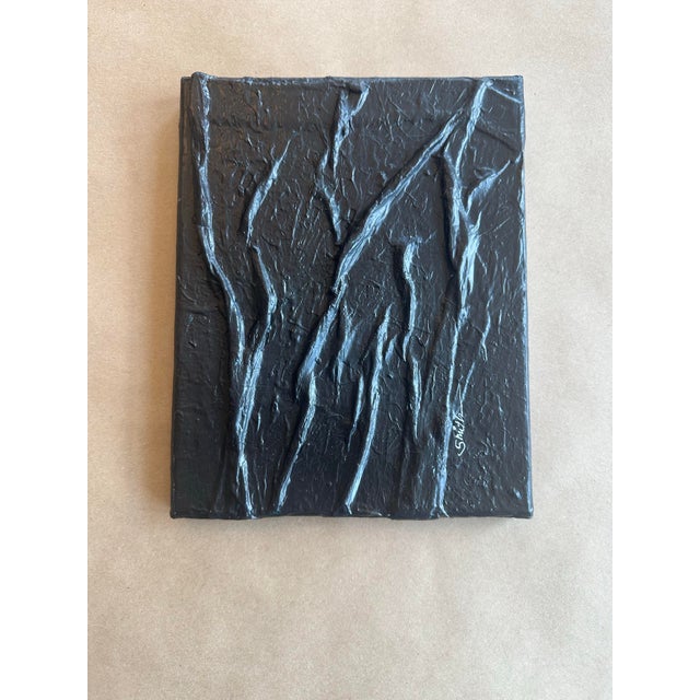 Abstract Textural Black Relief Abstract Wall Panel by Nancy Smith For Sale - Image 3 of 4