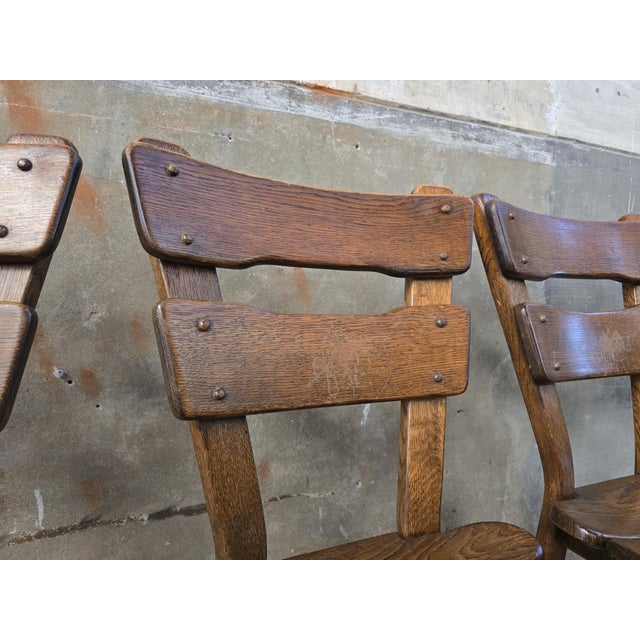 Brutalist Oak Dining Chairs, 1970s, Set of 4 For Sale - Image 12 of 18