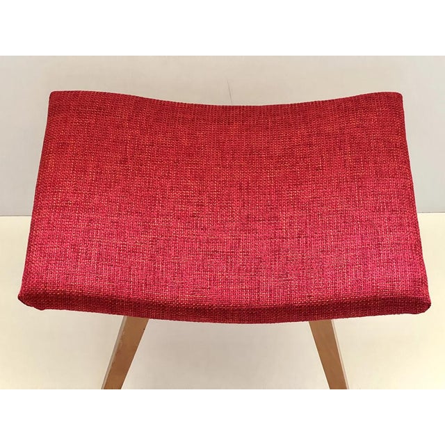 Mid-Century Red Fabric Footstool, 1970s For Sale - Image 5 of 15