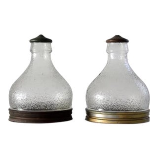 Pair of Vintage Holophane Style Prismatic Glass Pendant Light Shades For Sale