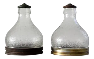 Vintage Industrial Glass Pendant Light Shades - a Pair