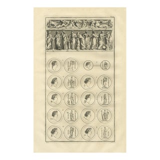 After Bernard de Montfaucon, Roman Relief and Classical Medallions, 1721, Engraving For Sale