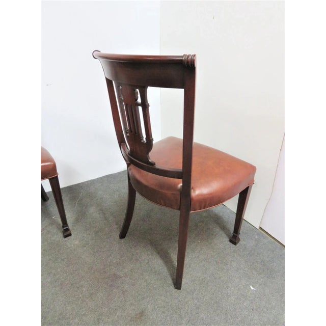 Regency Style Mahogany Carved Leather Dining Chairs-Set of 6 For Sale - Image 9 of 12