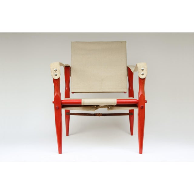 1970s Vintage Red Safari Chair, 1970s For Sale - Image 5 of 13