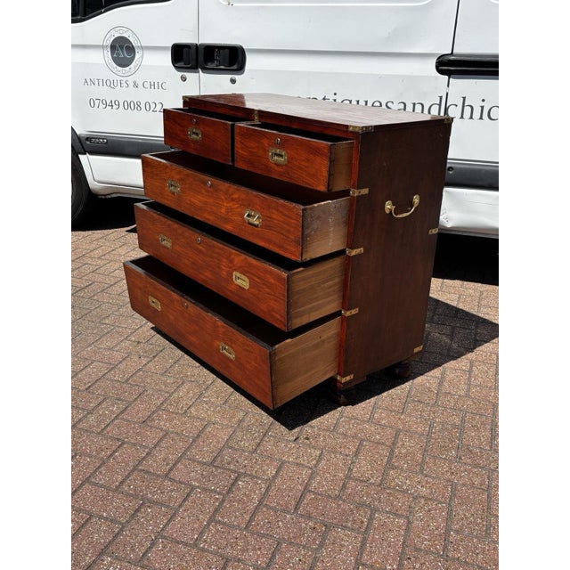Campaign Chest of Drawers in Mahogany For Sale - Image 12 of 14