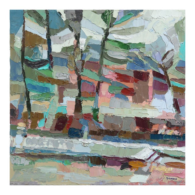 That House - Abstract Color Drenched Landscape Textural Impasto Oil Painting Original Artwork by Dana Cowie For Sale