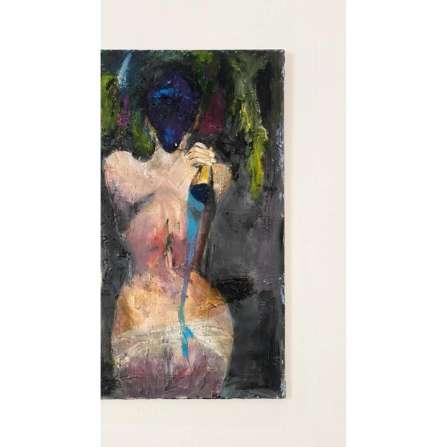 American Mid Century Figurative of Two Women, Oil on Canvas For Sale - Image 3 of 5