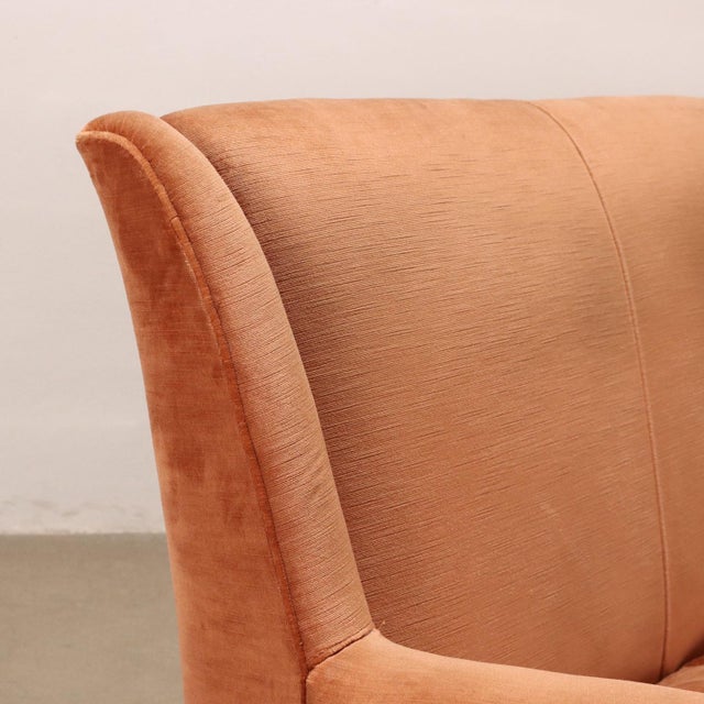 Vintage Three-Seater Sofa in Red Velvet, 1950s For Sale - Image 4 of 13