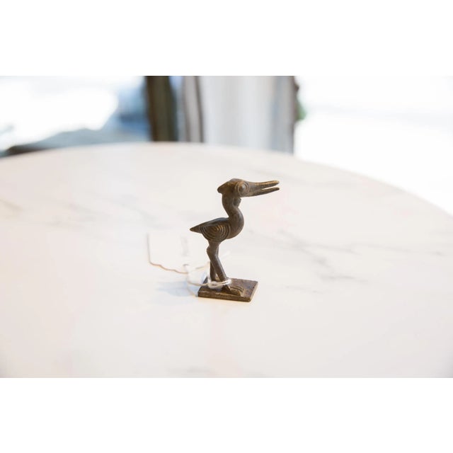 African Vintage African Dark Bronze Stork Turning Head For Sale - Image 3 of 5
