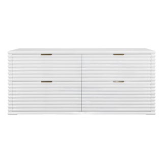 Matthew Izzo Home Ranger White Lacquer Four Drawer Chest With Brass Drawer Pulls For Sale