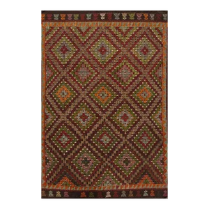 Vintage Turkish Soumak Handmade Brown Tribal Wool Rug