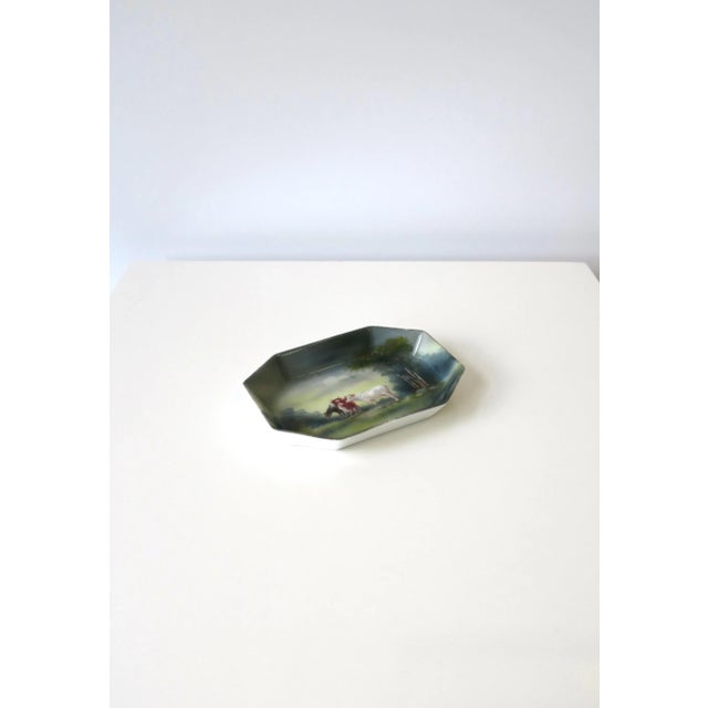 Rustic Farm Scene Bovine Cows Porcelain Jewelry Dish, Early-20th Century For Sale - Image 9 of 11