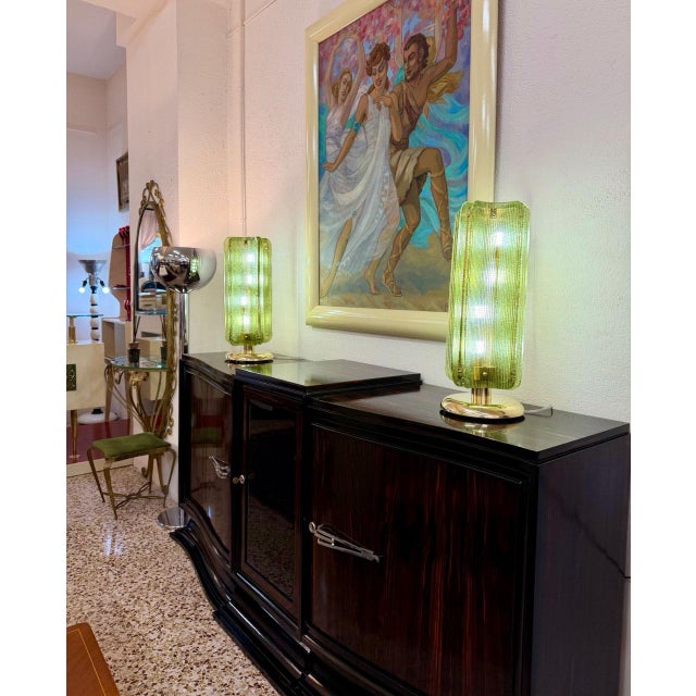 Murano Glass Table Lamps in Ribbed Green Glass and Brass, 2000s, Set of 2 For Sale - Image 18 of 18