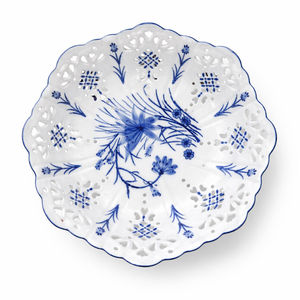 Pierced Chinoiserie Scalloped Porcelain Bowl