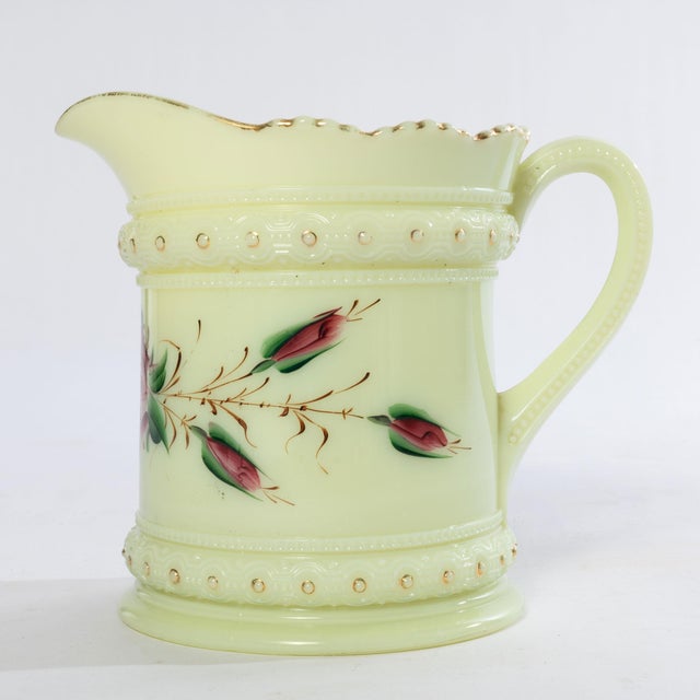 Cream Early 1900s Heisey Uranium Custard Glass Ring Band Drink Set- 7 Pieces For Sale - Image 8 of 12