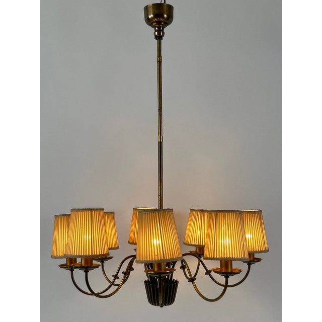Mid-Century 8-Armed Chandelier from Vereinigte Werkstätten München, Germany, 1950s For Sale - Image 14 of 18