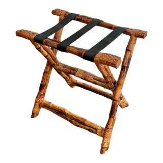 Vintage Bamboo and Wicker Folding Rack For Sale