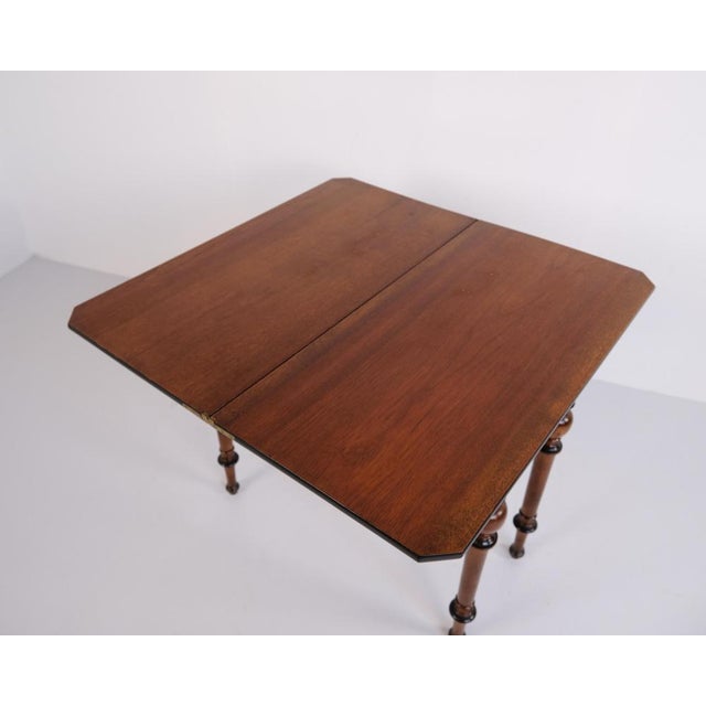 Antique Games Table in Mahogany and Walnut with Brass Fittings, 1860s For Sale - Image 6 of 12