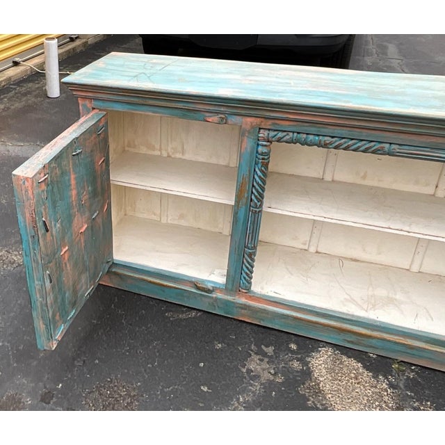 Late 19th Century 19th-C. Rustic Primitive Farmhouse Modern Painted Credenza / Cabinet / Sideboard For Sale - Image 5 of 6