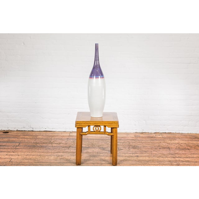 Ceramic Multicolor Ceramic Bottle Base with Purple, Blue, Pink and White Tones For Sale - Image 7 of 12