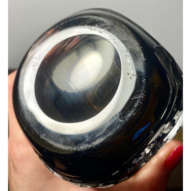 Olive-Topaze Glass Vase by Bengt Edenfalk for Skruf, 1960s For Sale - Image 12 of 16