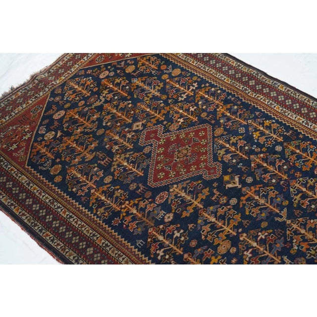 Antique Qashqai Rug 3'8'' x 4'10'' For Sale - Image 9 of 12
