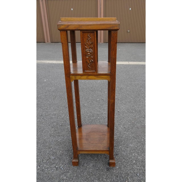 Brown Art Deco Carved Wood Plant Stand, 1930s For Sale - Image 8 of 18