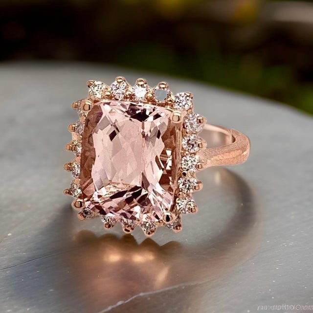 Tourmaline Rubellite Diamond Ring 14k Rose Gold 7.45 TCW Certified, Size 6.5 For Sale - Image 17 of 17