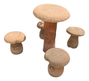 Tuscan Terracotta Mushroom Chairs and Table, 1970s, Set of 5
