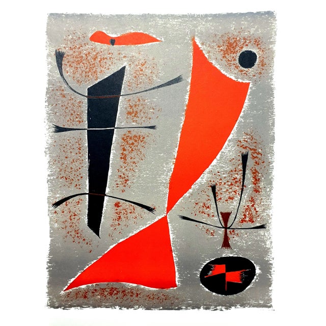 Orange Gustave Singier - Abstract Fish - Original Lithograph 1955 For Sale - Image 8 of 8