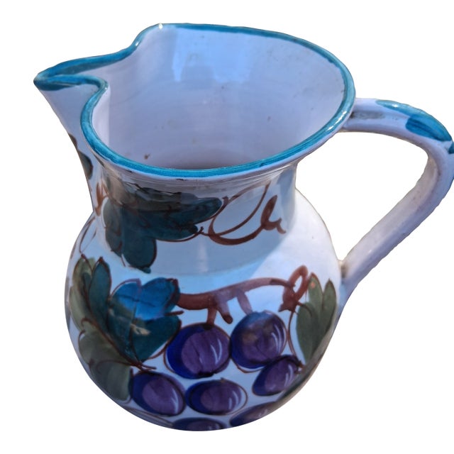 1990s Italian Grape Motif Handmade Pitcher For Sale