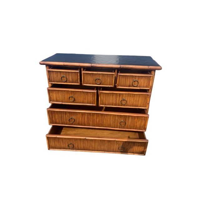 Brown Late 20th Century Milling Road by Baker Rattan 7 Drawer Bachelor Chest of Drawers For Sale - Image 8 of 9